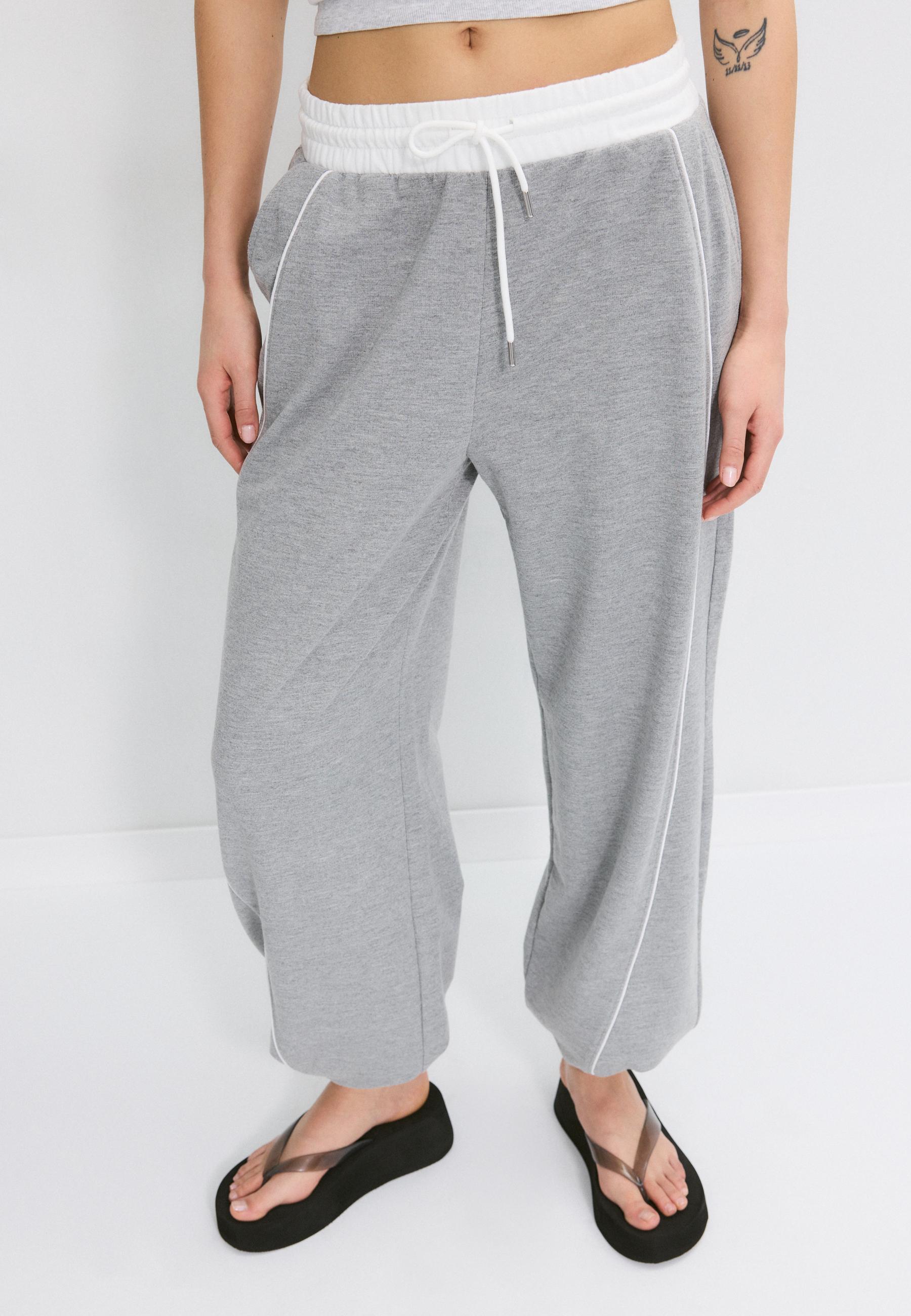 Jogger trousers with stoppers — Grey melange