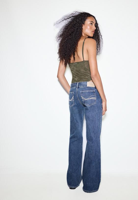 jeans straight low waist con vita a martello
