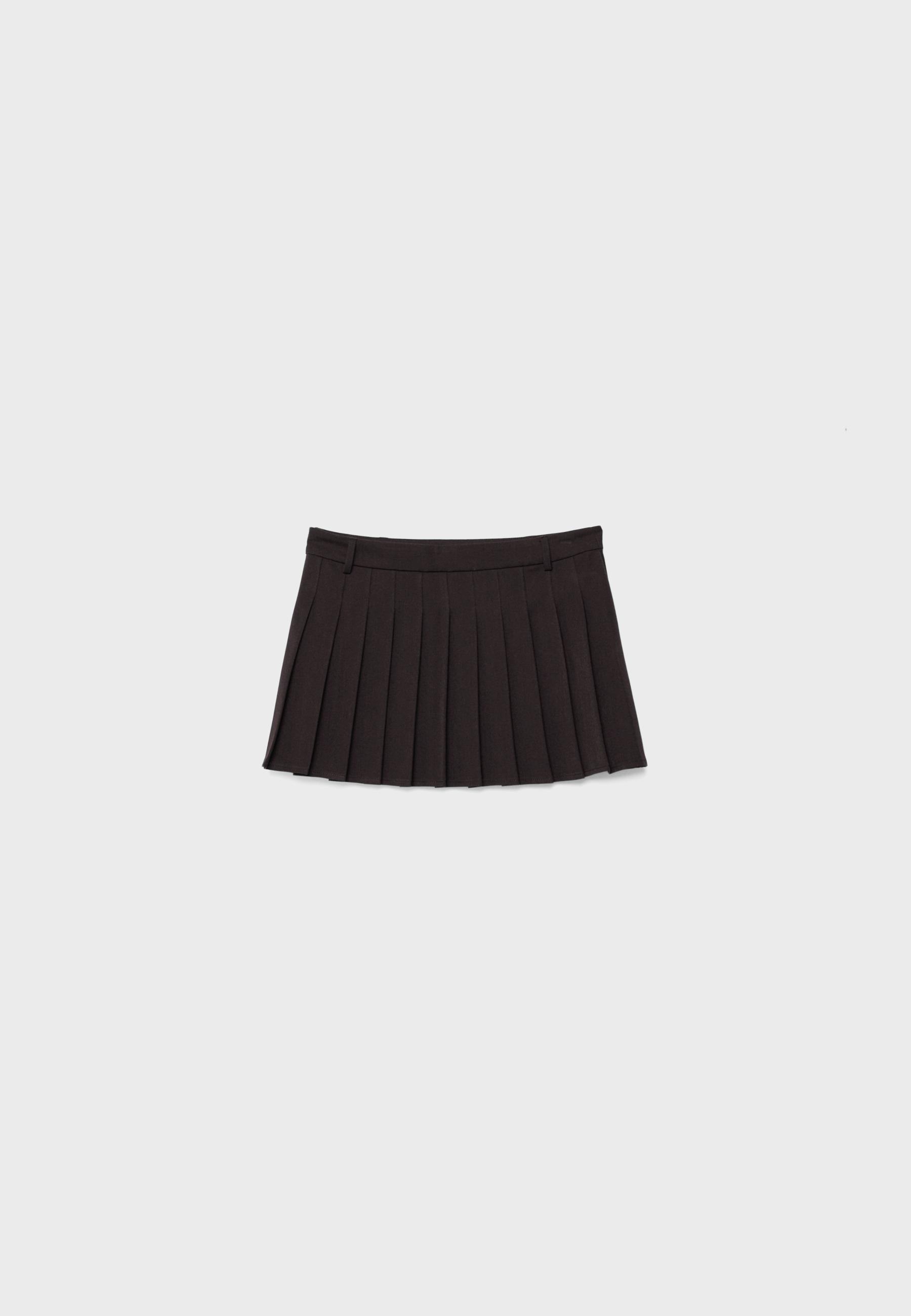 Box pleat mini skirt — Brown