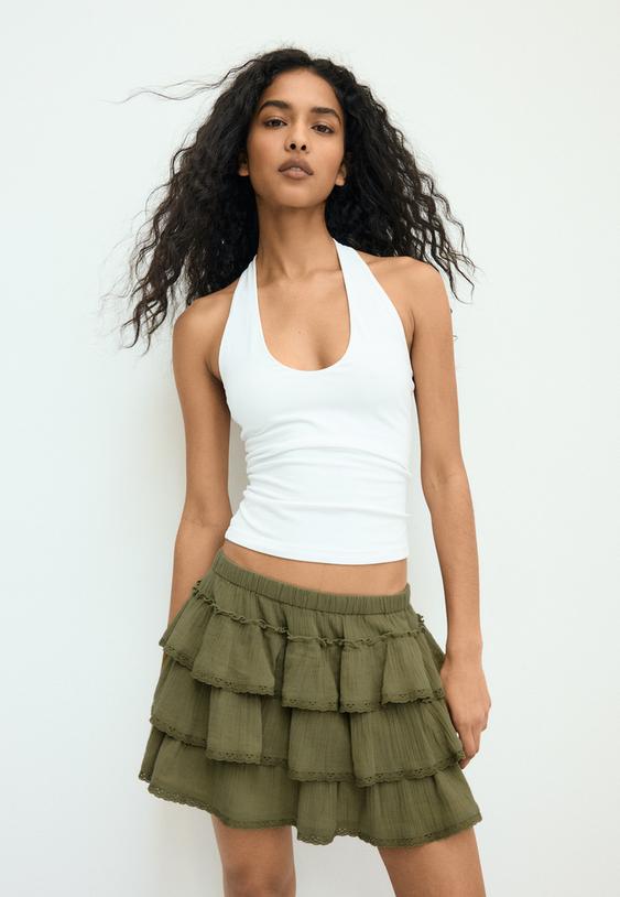 falda pantalon bambula volantes