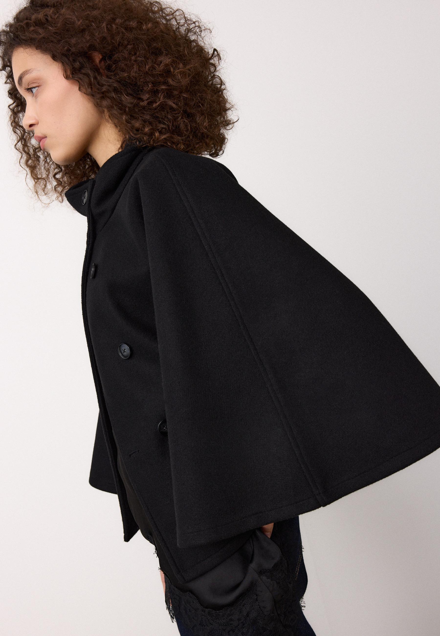 Soft-touch cape jacket — Black
