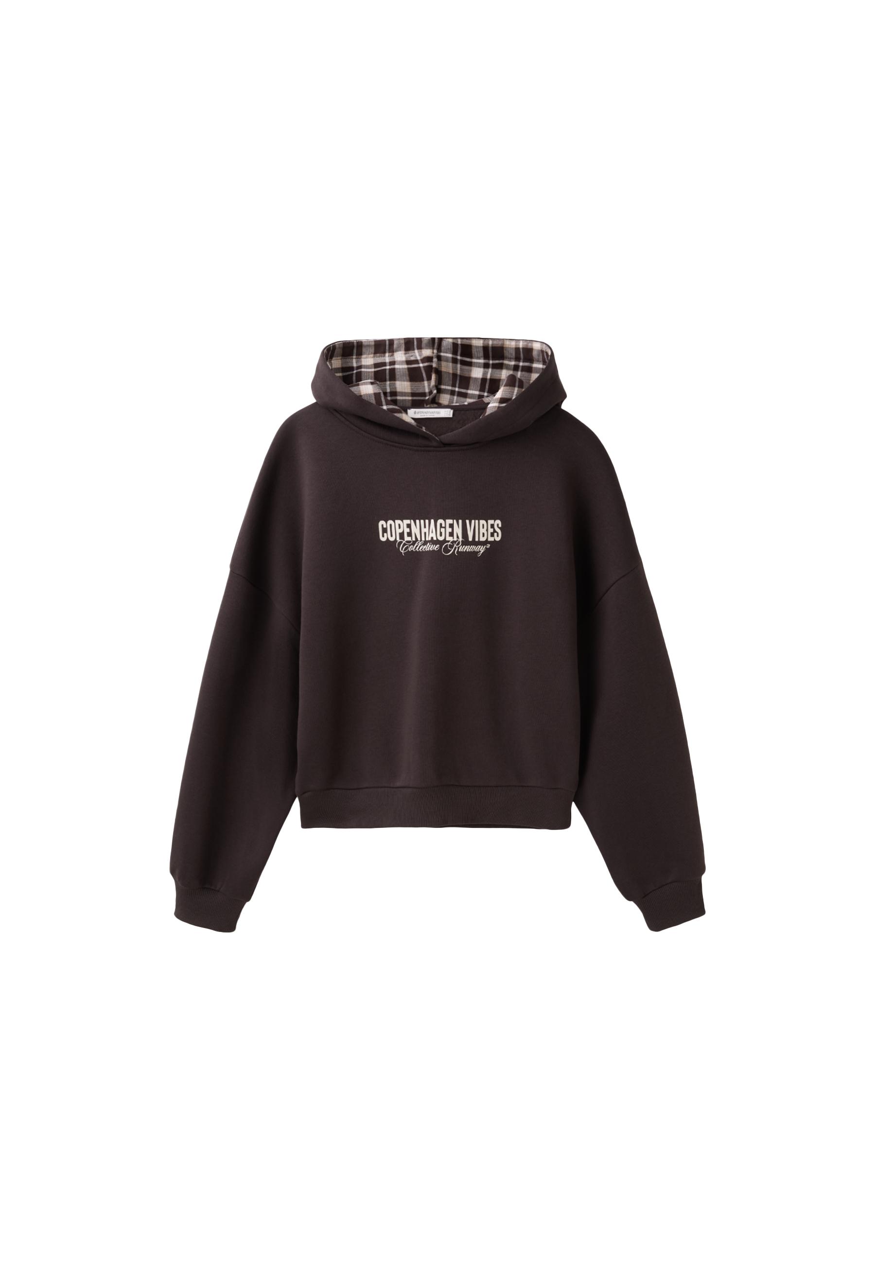 Stradivarius Ekose detaylı kapüşonlu sweatshirt görsel 3