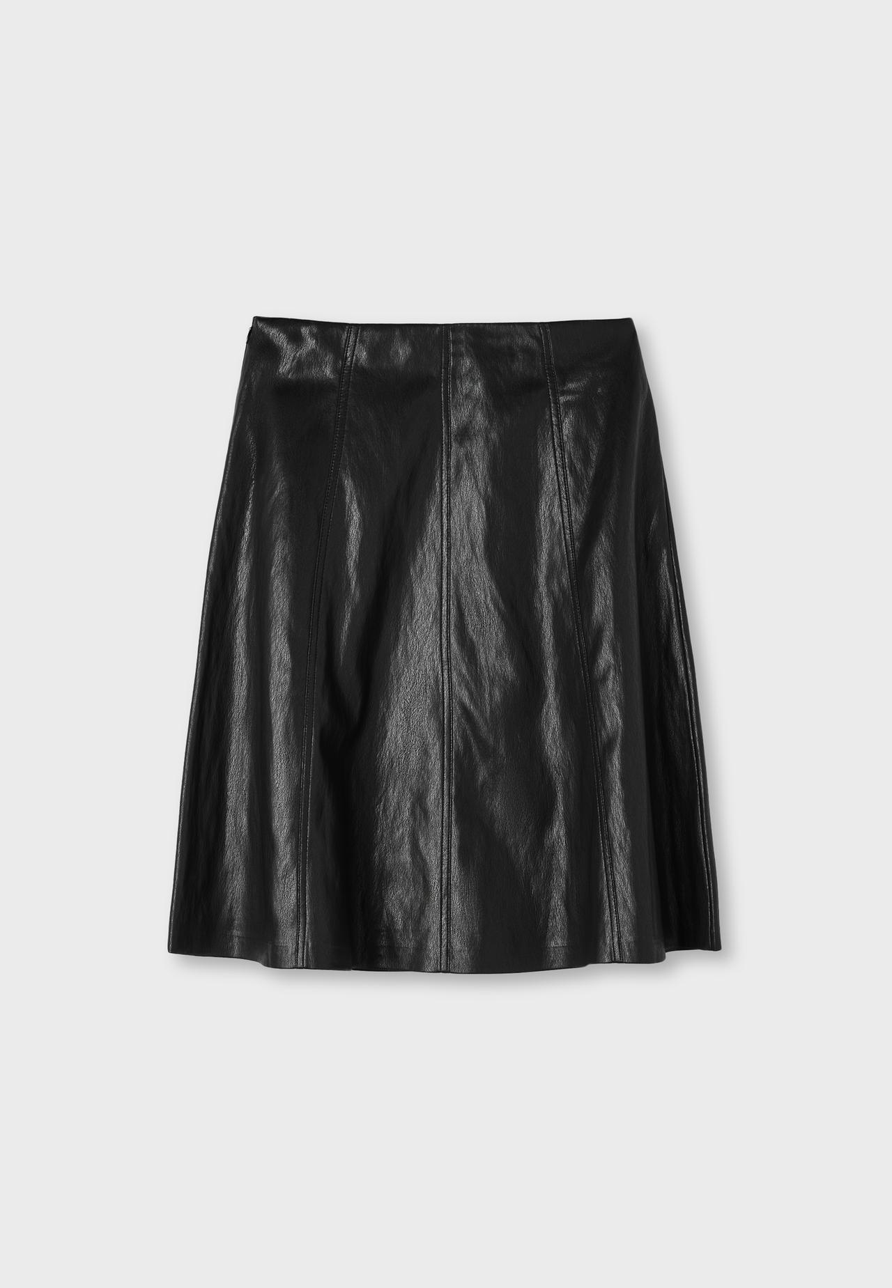 Leather effect flared midi skirt — Black
