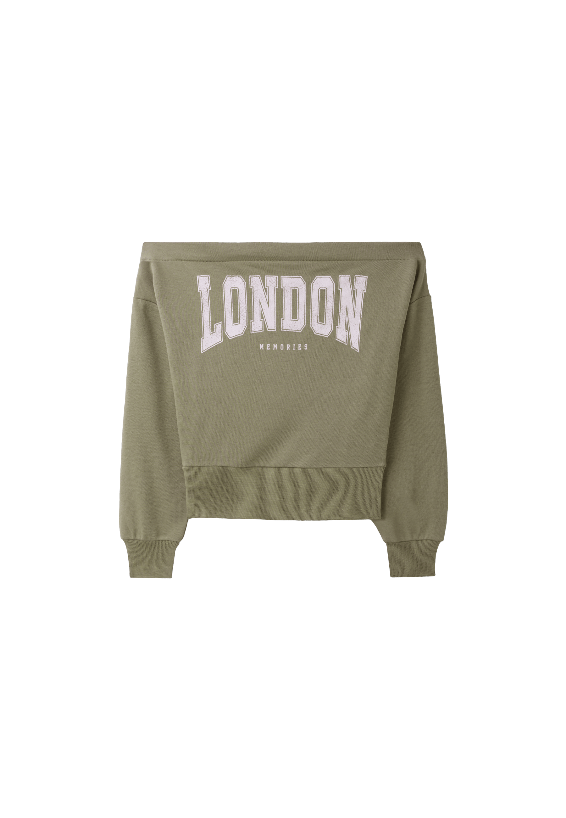 Cropped boat neck sweatshirt — Khaki