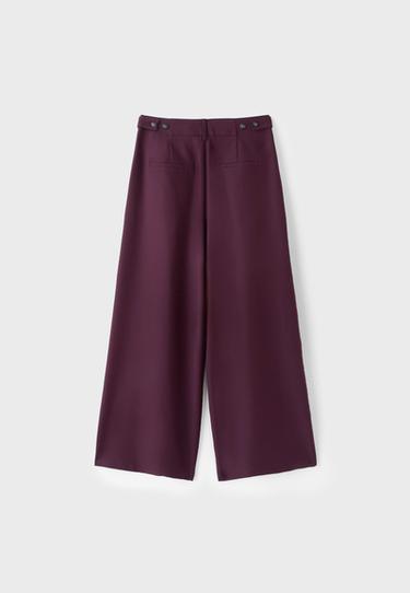 Wide-leg smart trousers with adjustable buttons — Purple 8