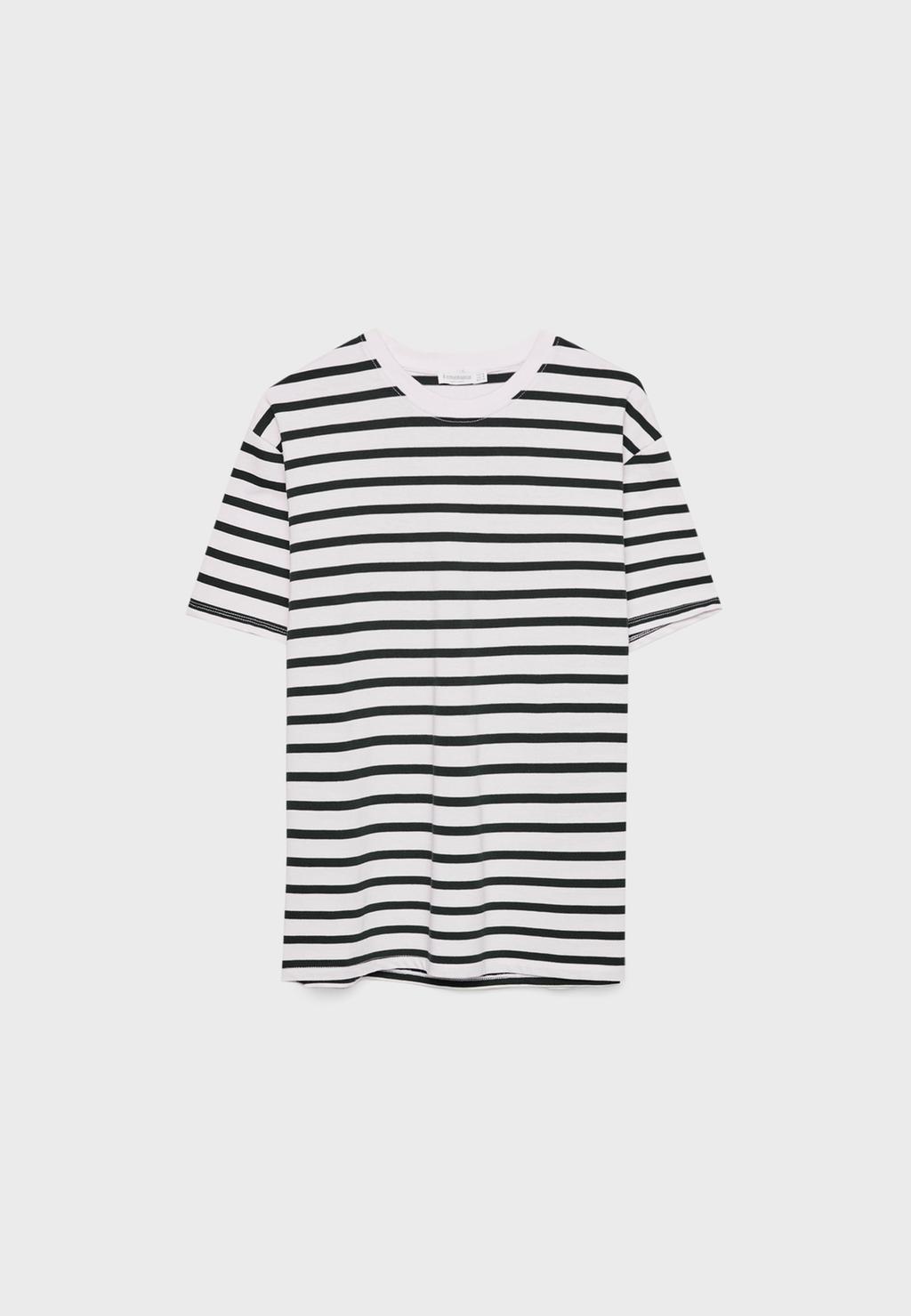 Camiseta básica boxy heavy weight rayas