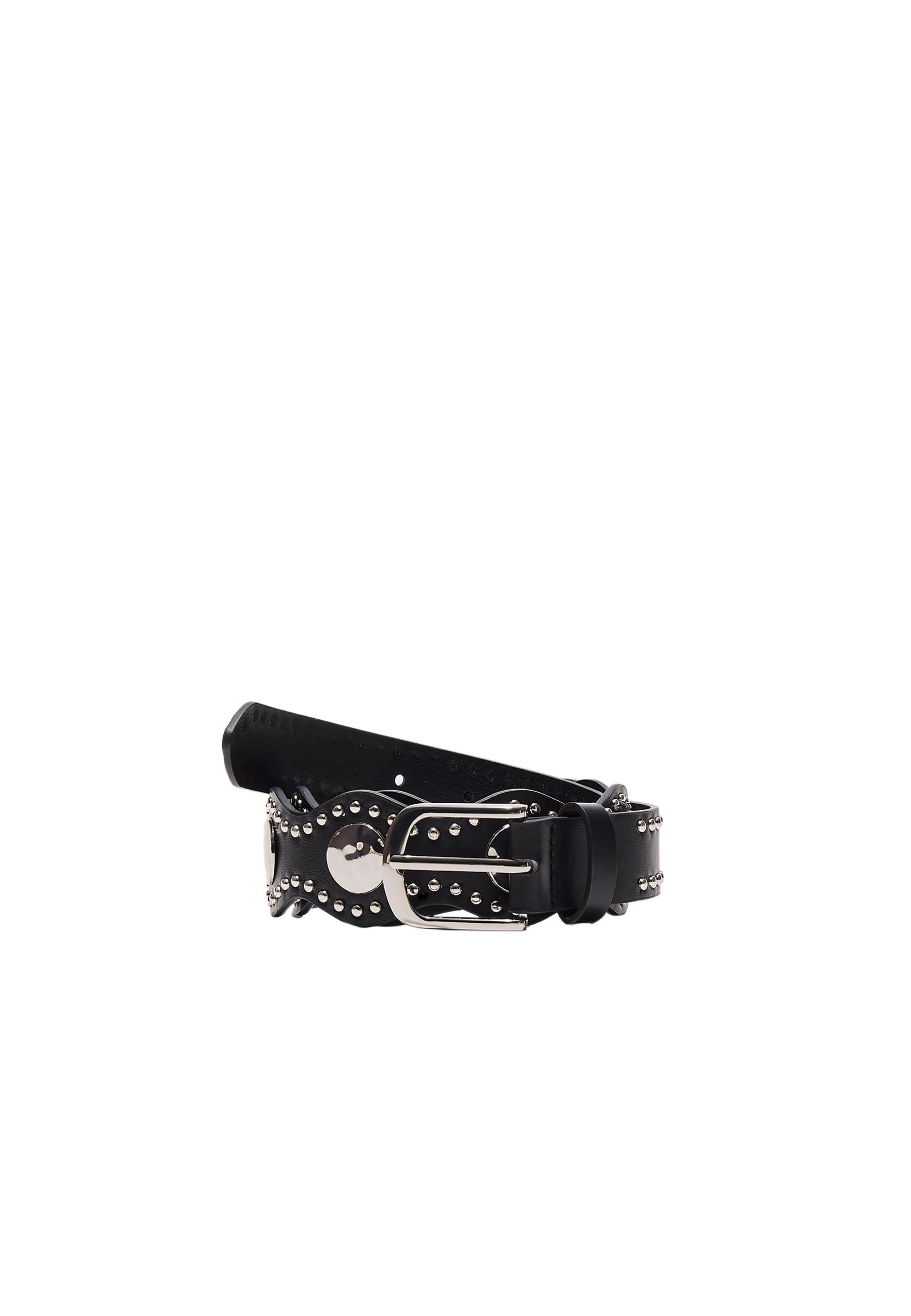 Wavy belt with coins and studs — Black
