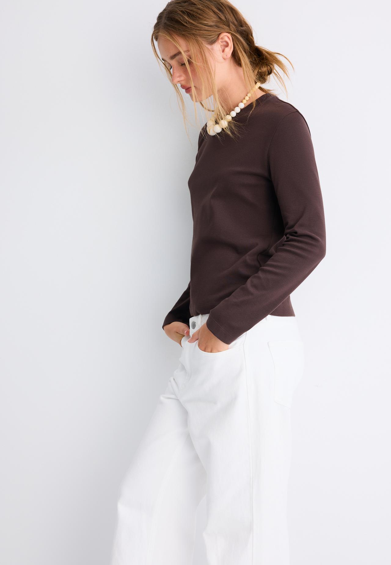 Basic regular fit cotton T-shirt — Brown