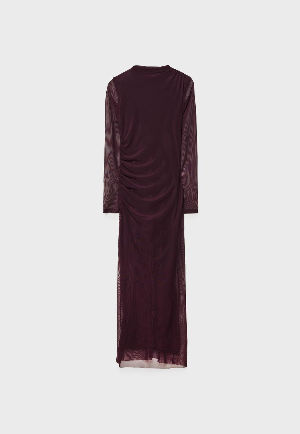 Robe midi en tulle froncé