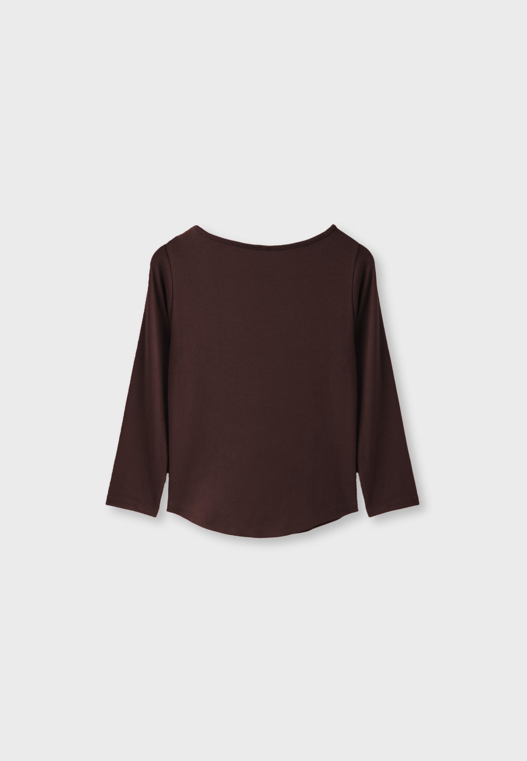 Boat neck basic T-shirt — Brown