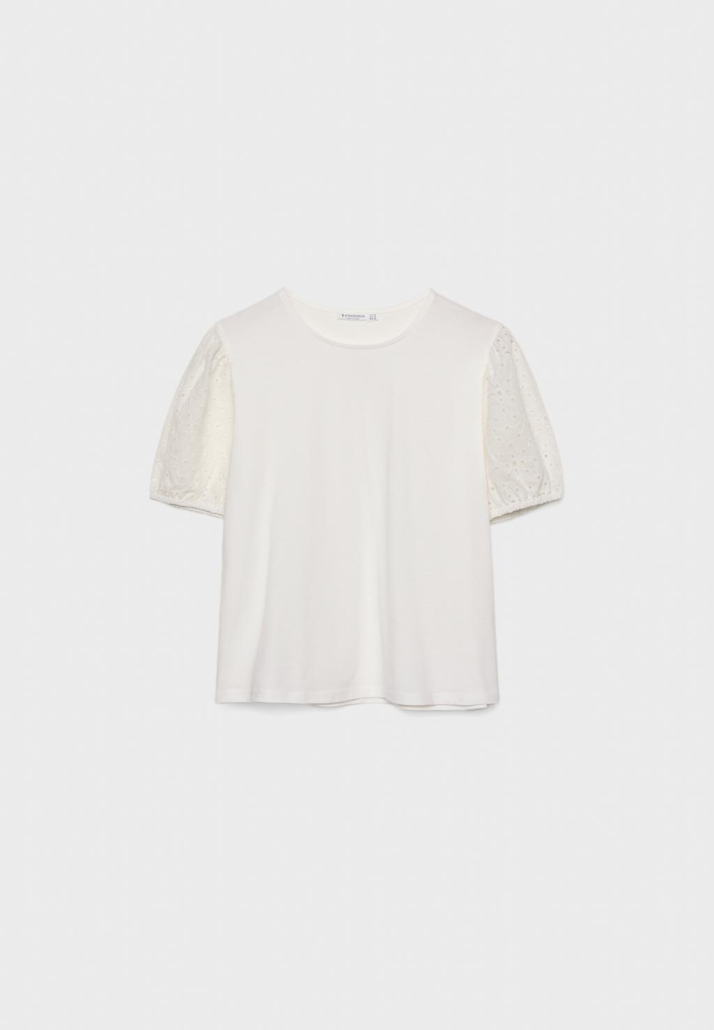 T-shirt à manches bouffantes brodé