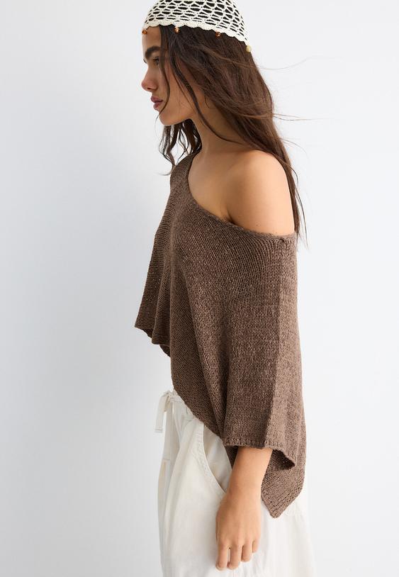 Stradivarius Πλεκτό Πουλόβερ Κάπα Basic 0-456 S