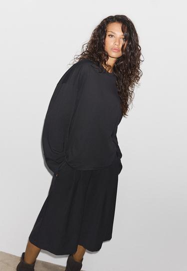 Boxy long sleeve T-shirt — Black 1