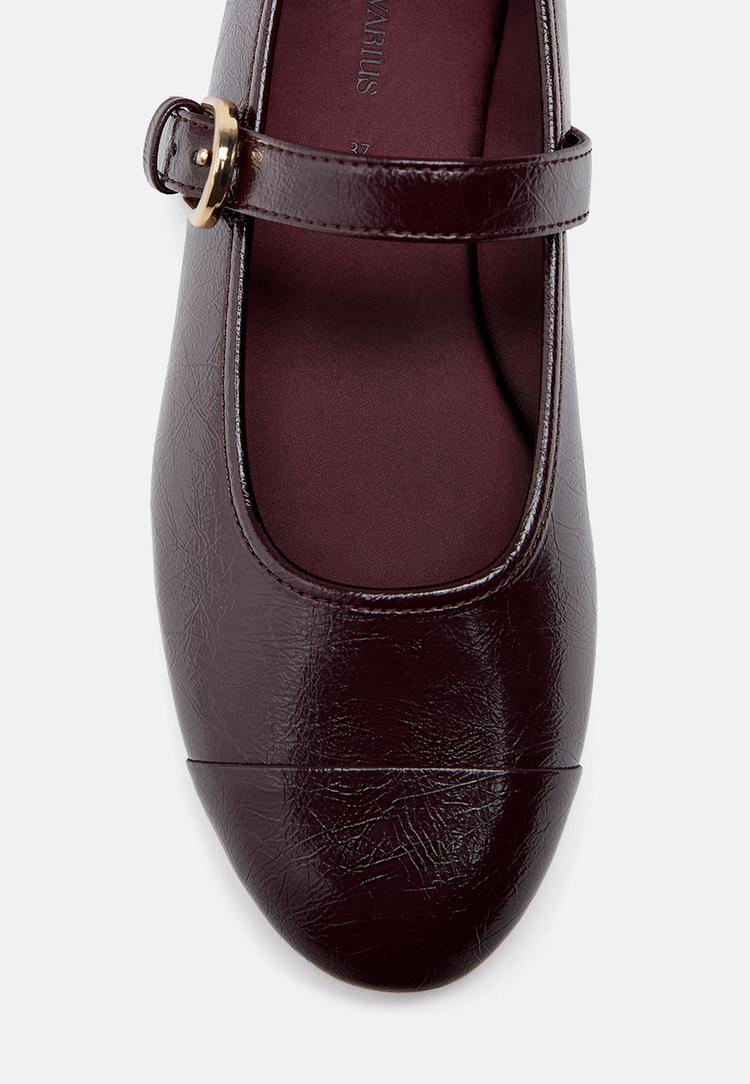 Stradivarius Μπαλαρίνες Όψη Δέρματος Μύτη Σκούρο Κόκκινο 38 φωτογραφία