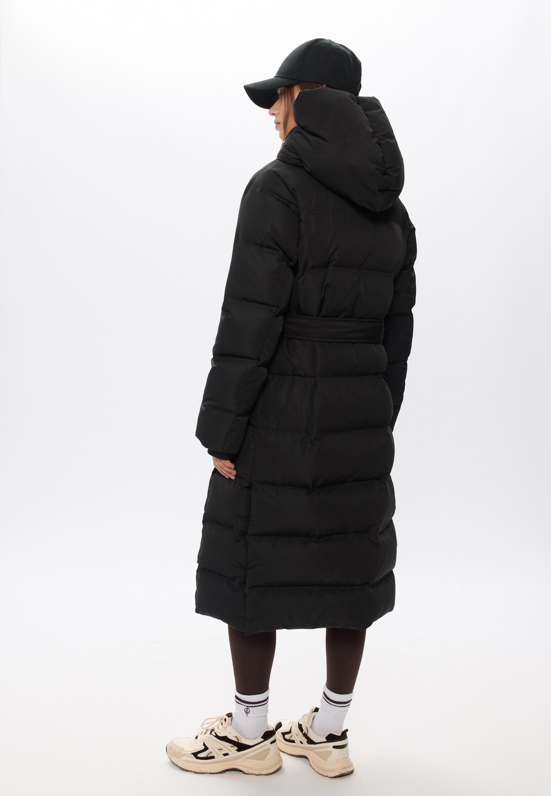 Stradivarius Mantel Schwarz Mit Gürtel Langer Gesteppter