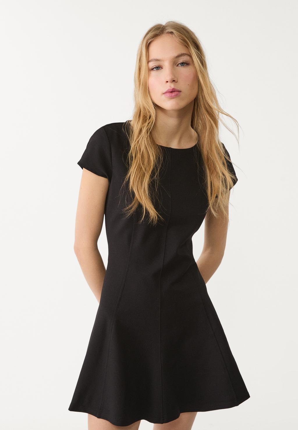 Ponte di Roma knit dress with short sleeves