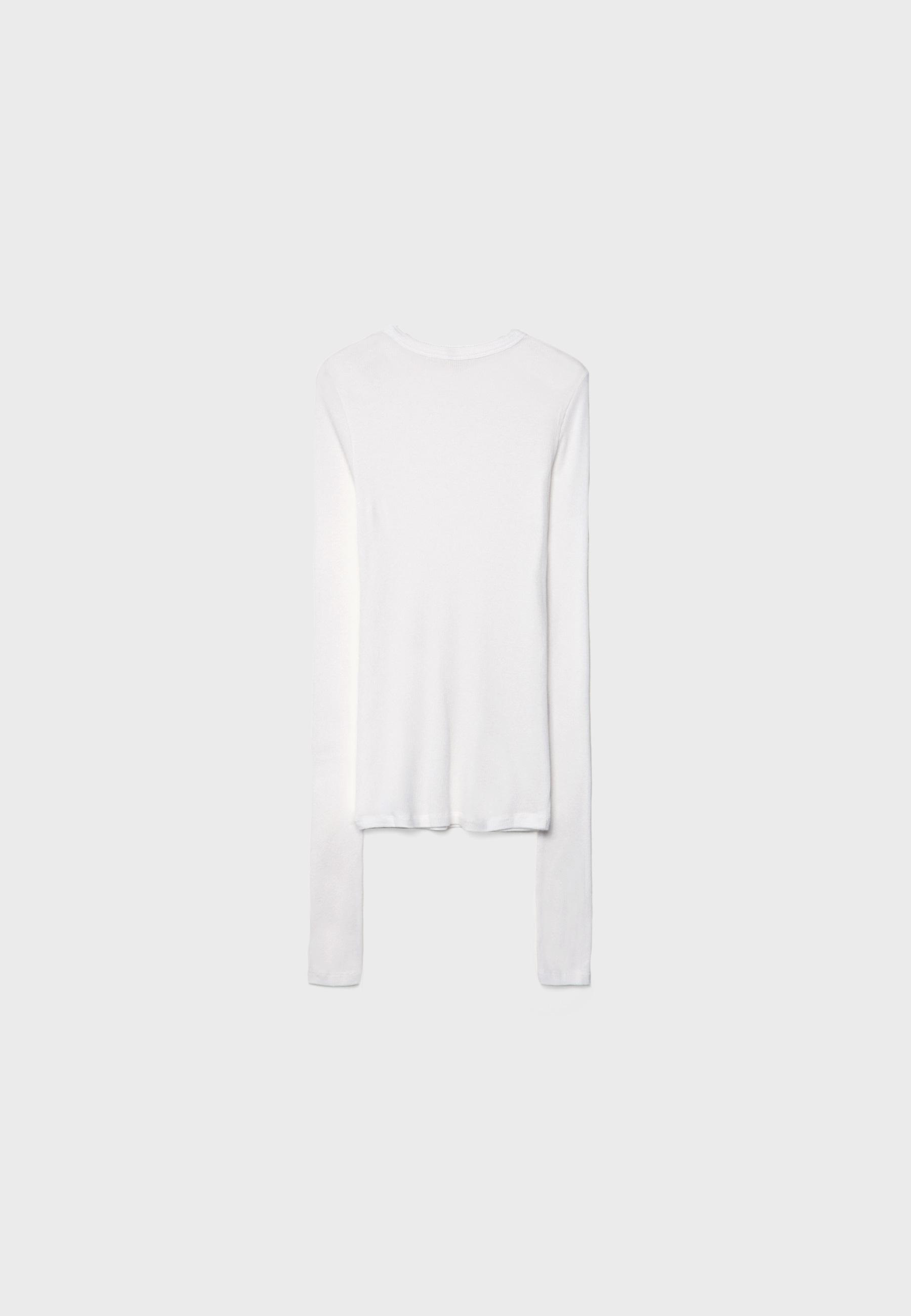 Ribbed long sleeve T-shirt — Ecru