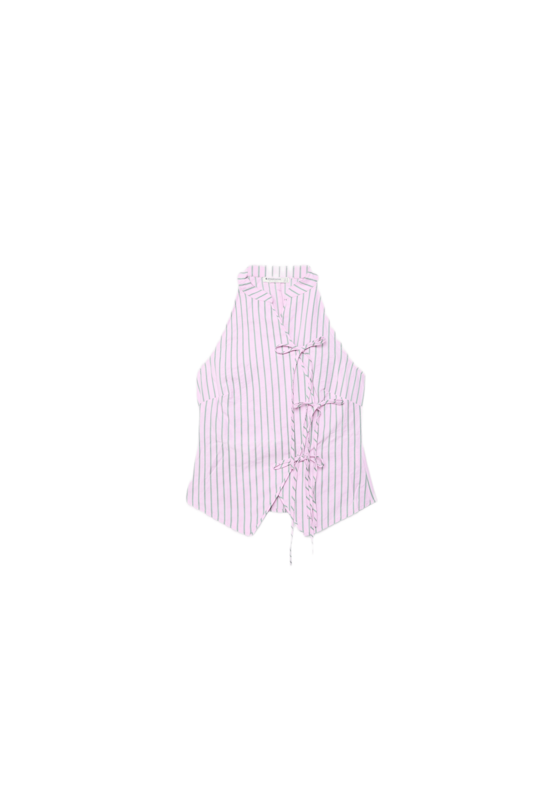 Semi-crinkled halter top with knots — Pastel pink