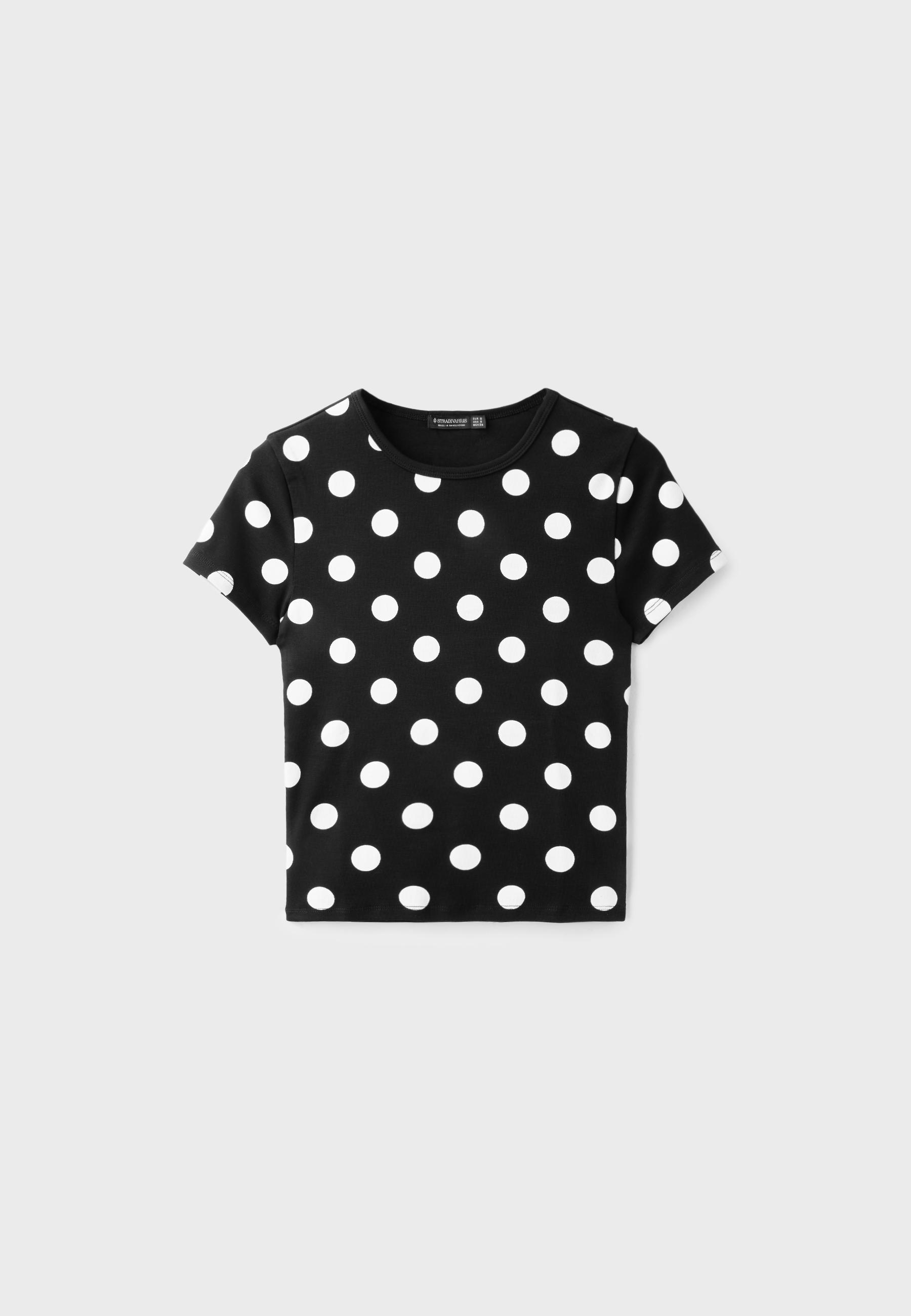 Polka dot slim fit T-shirt — Black