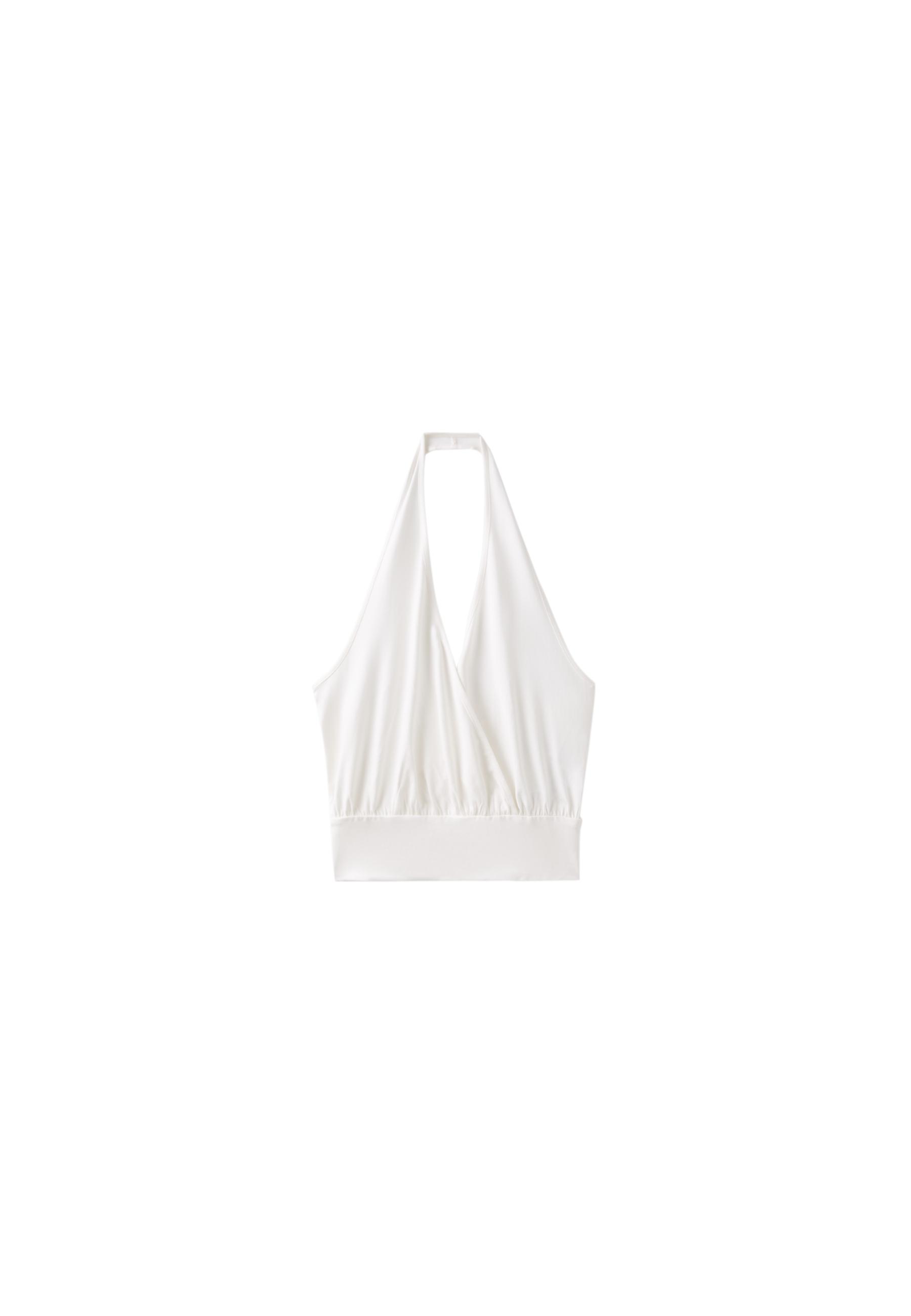 Halter neck wrap top — Ecru