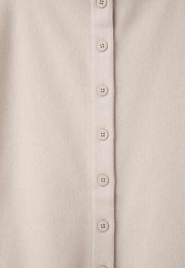 Stand collar knit cardigan — Stone 9
