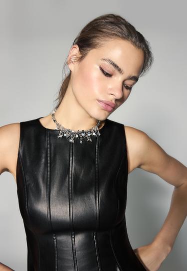 Rigid beaded choker necklace — Grey 2