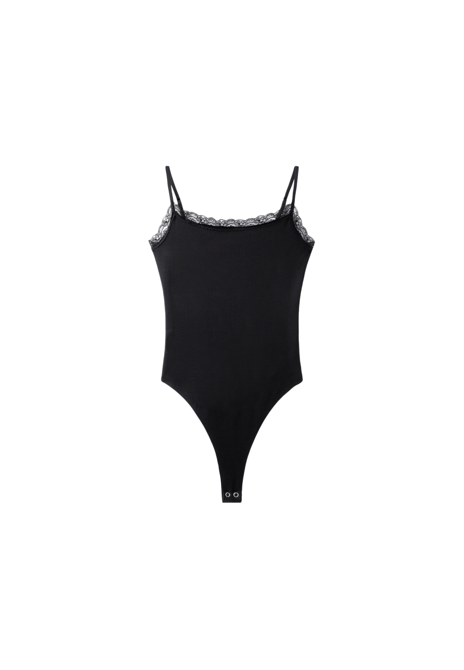 Bodysuit with blonde lace detail — Black