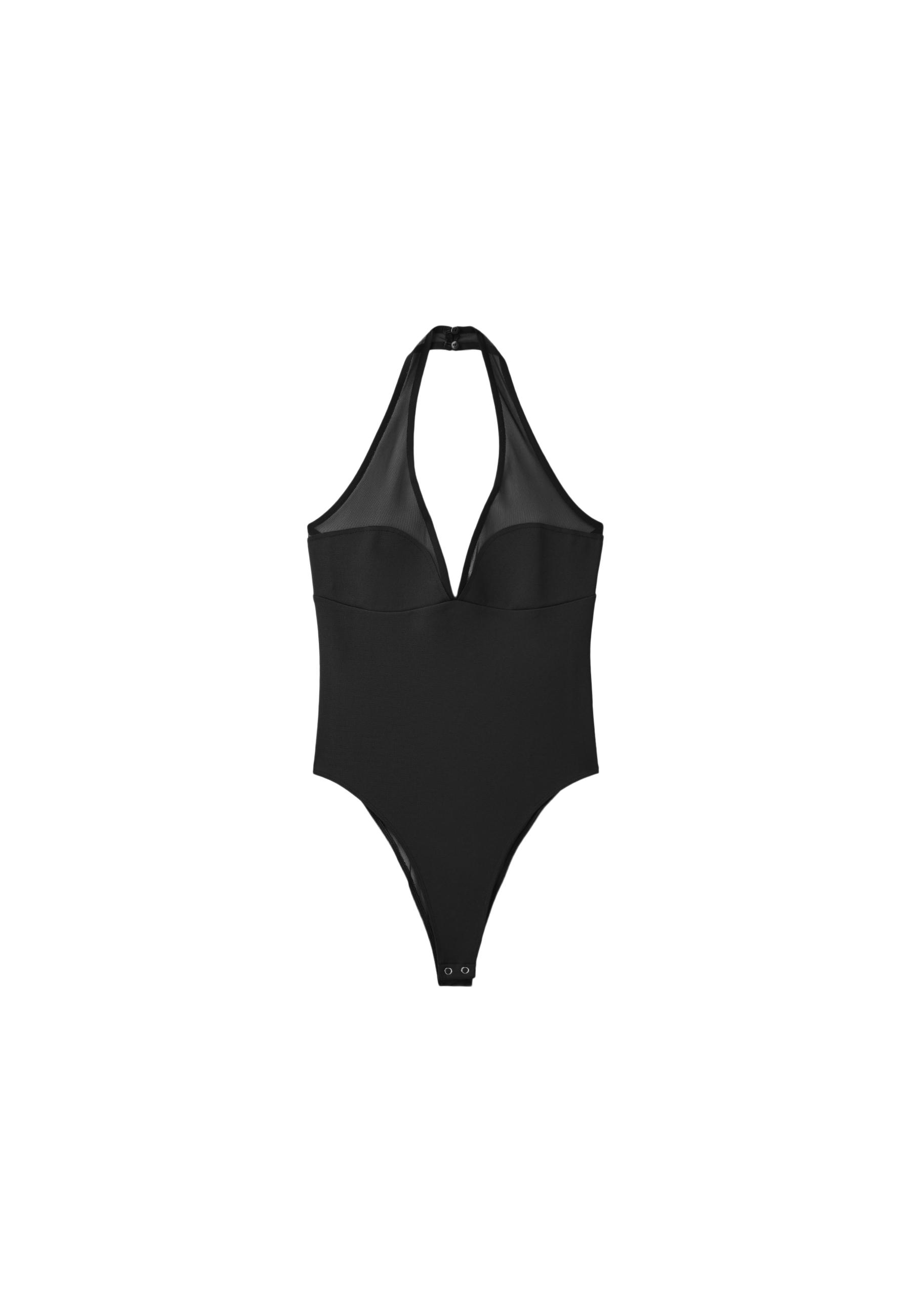 Mesh halter bodysuit — Black