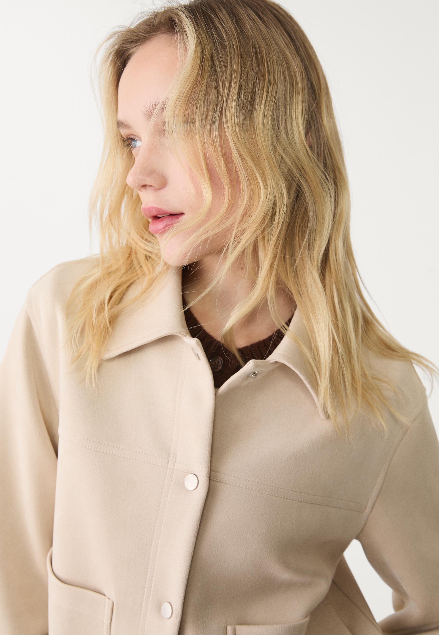 Faux suede jacket — Ecru