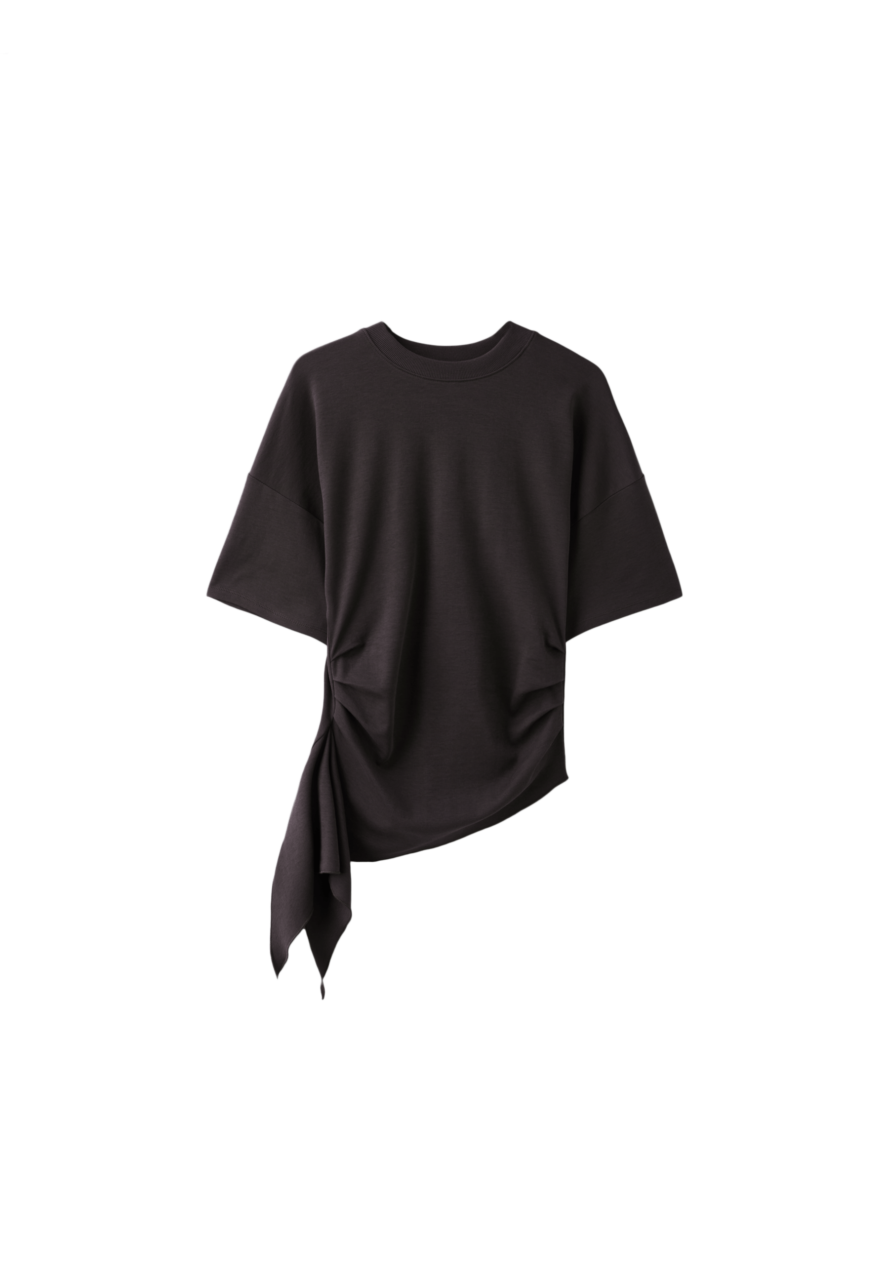 Asymmetric short sleeve T-shirt — Brown