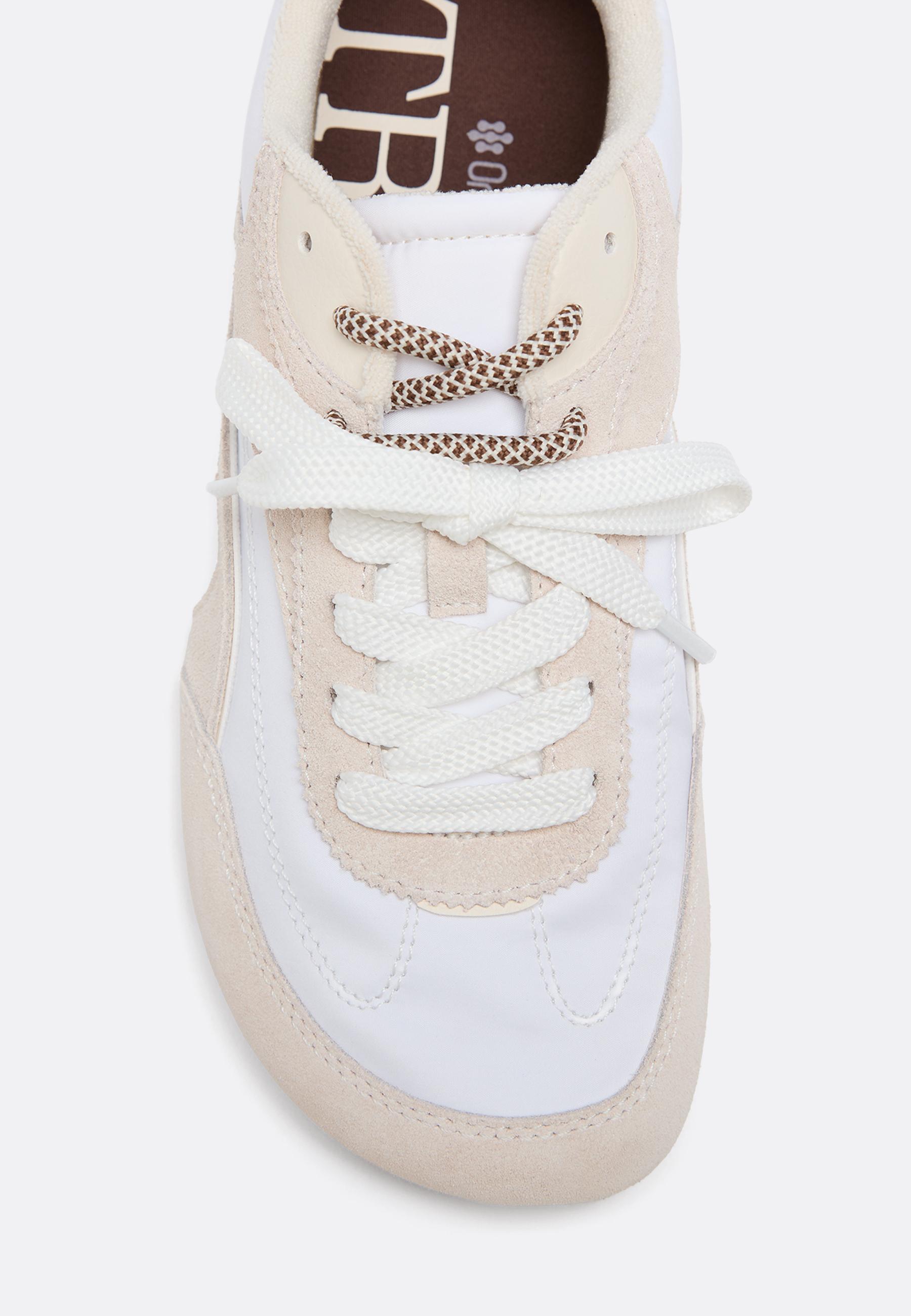 S009 Leather-detail barefoot trainers — ECRU