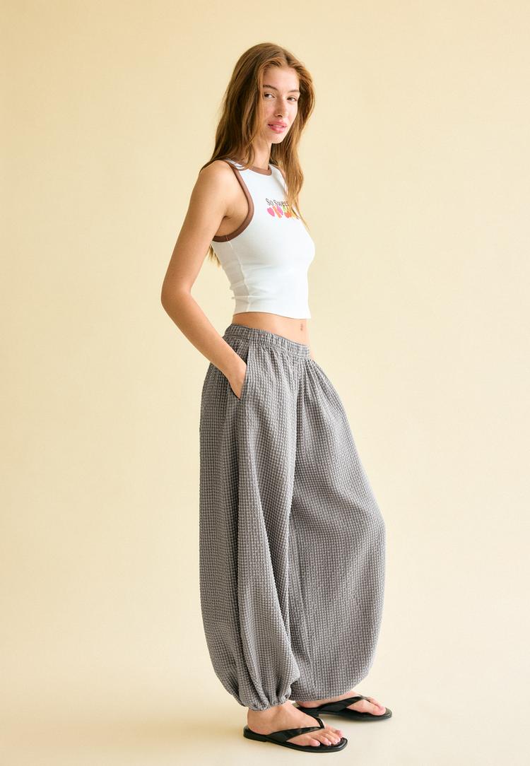 pantalon volume a carreaux