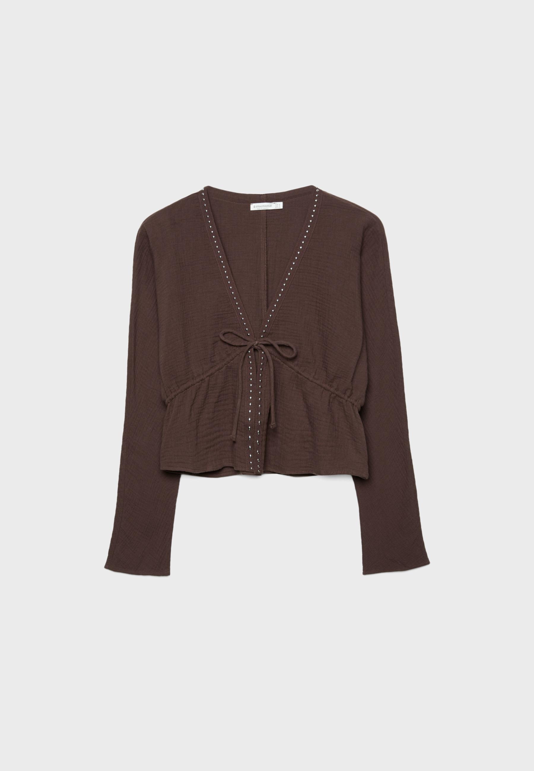 Open studded shirt — Brown