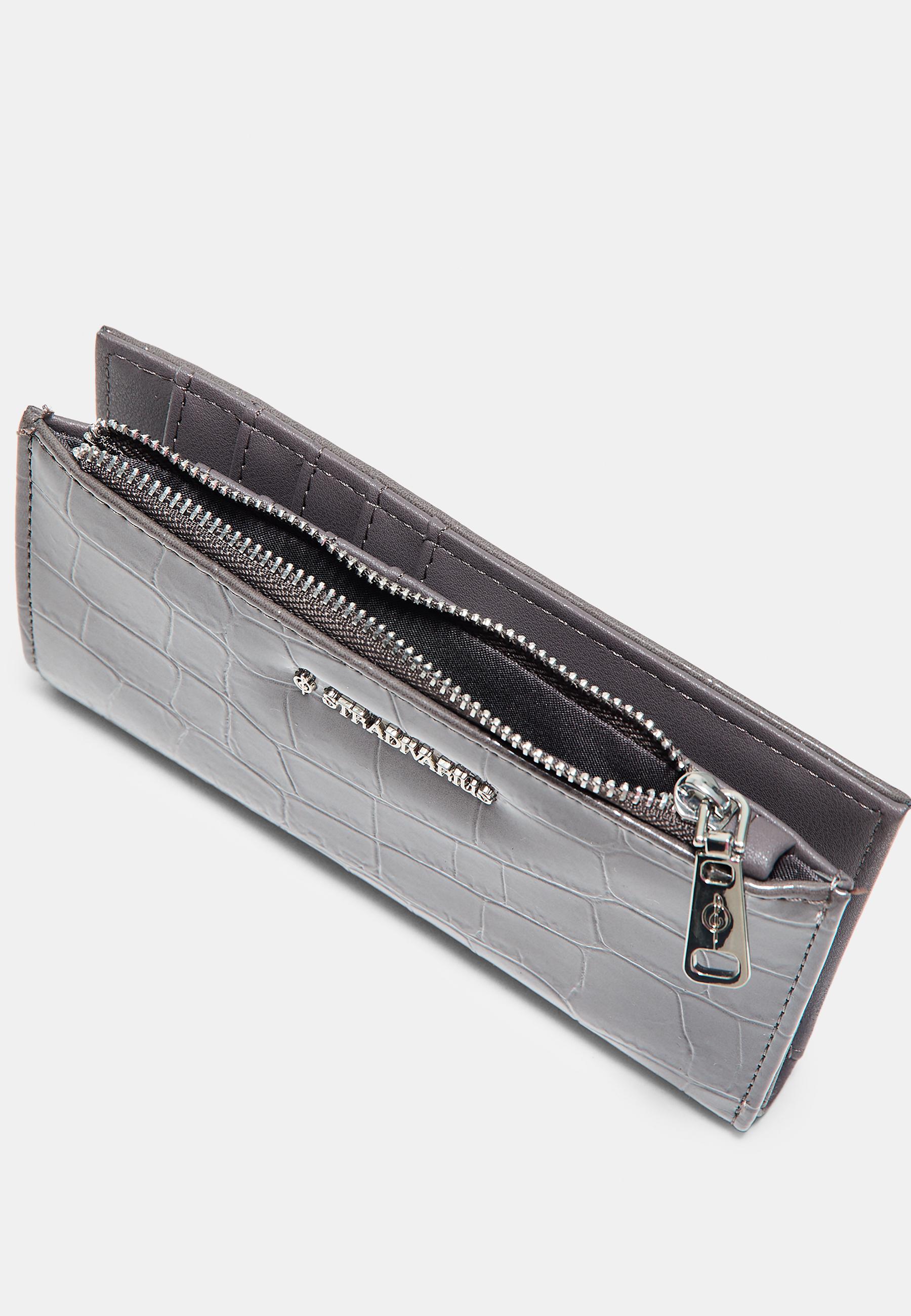 Basic mock croc purse — Dark grey