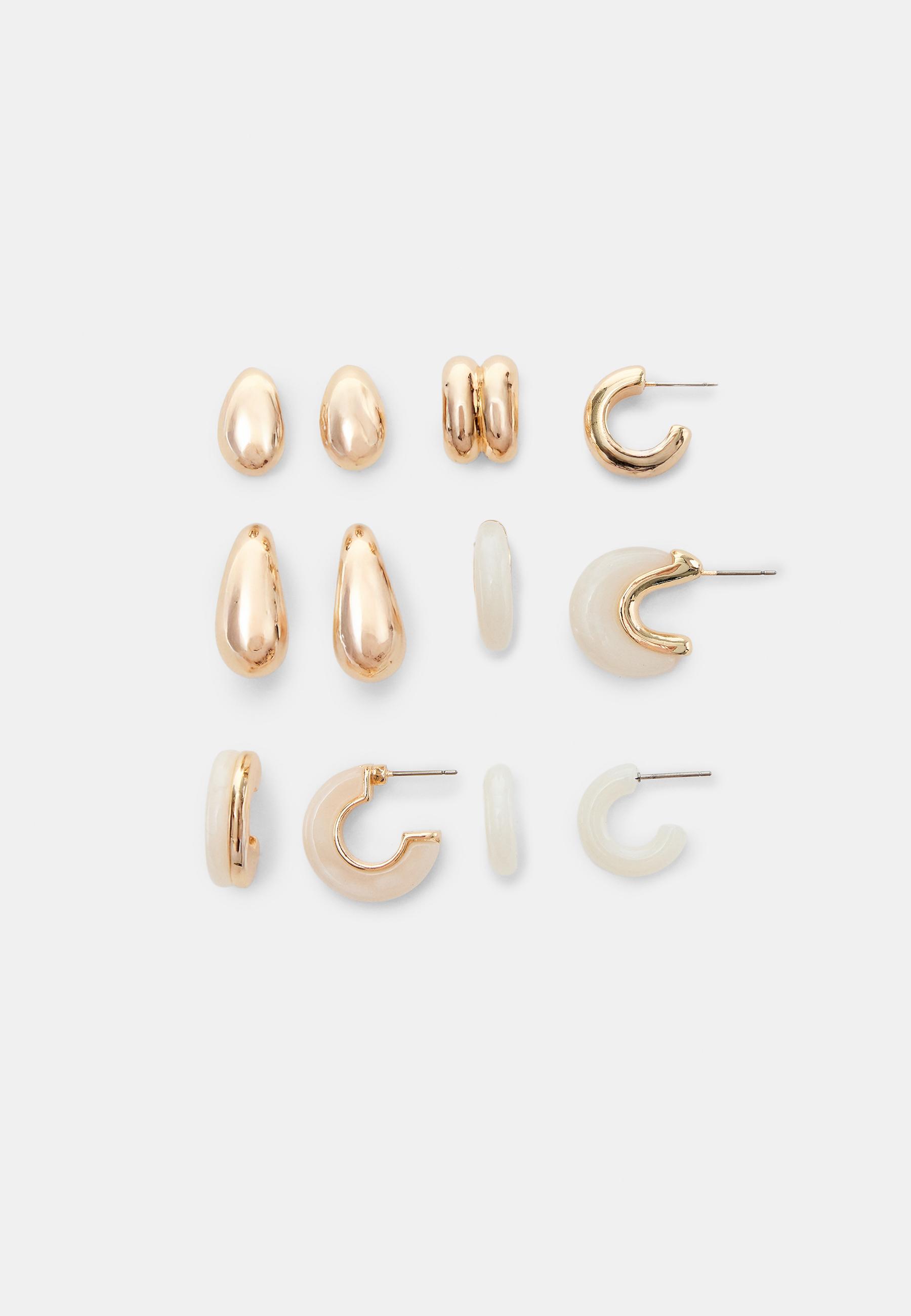 Set of 6 resin earrings — Gold