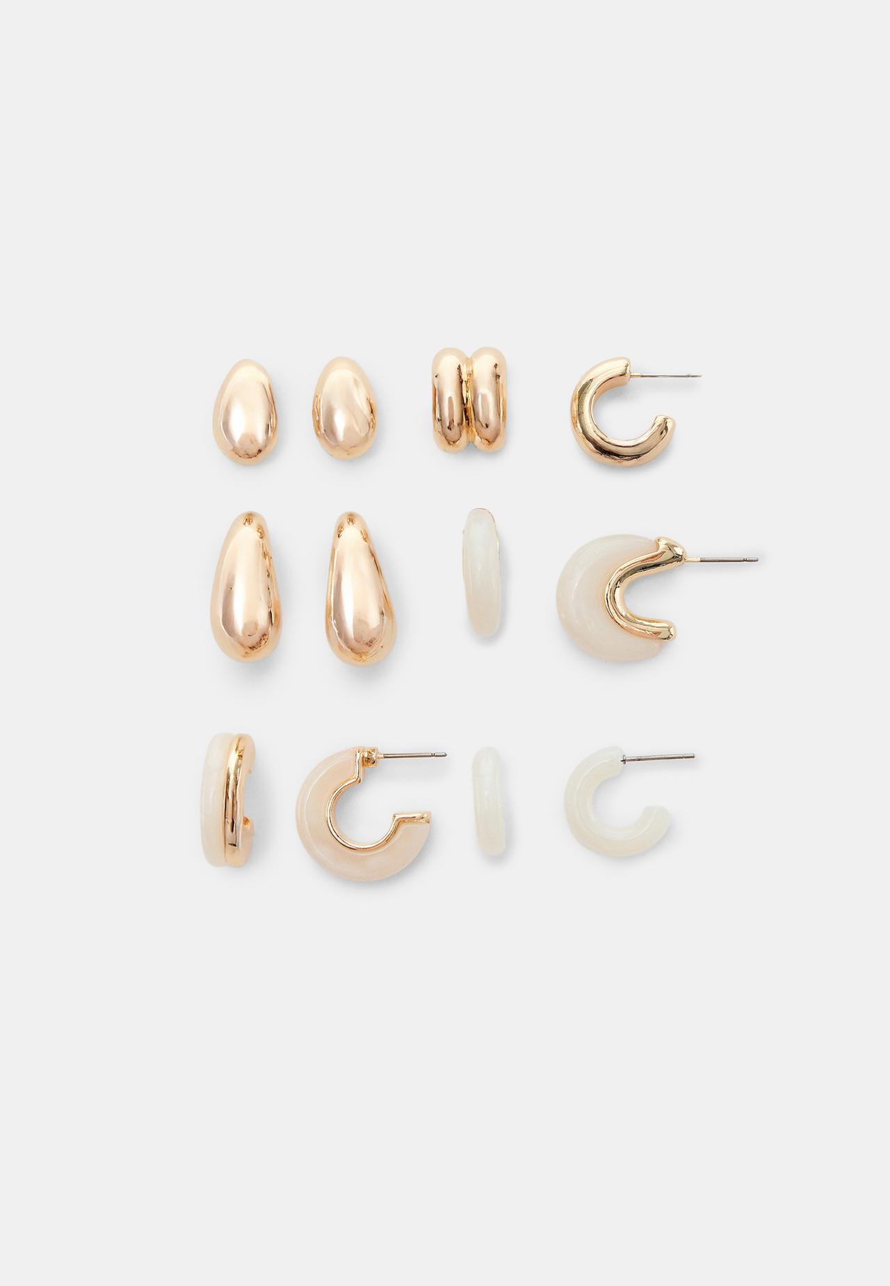 Set of 6 resin earrings — Gold