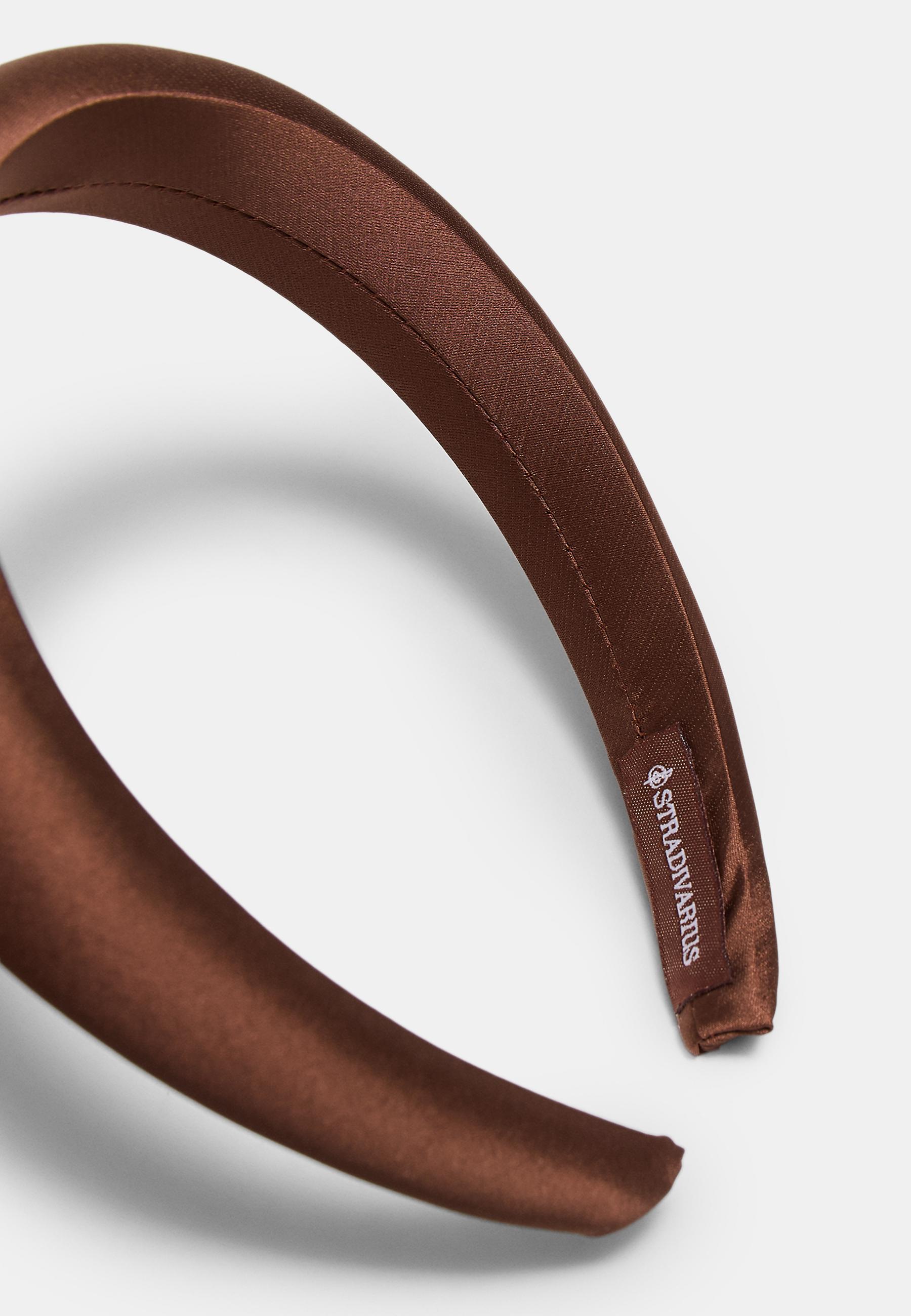 Rigid satin headband — Brown