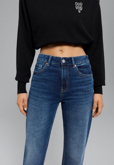 D92 Ripped straight wide-leg jeans — MEDIUM BLUE DENIM 4