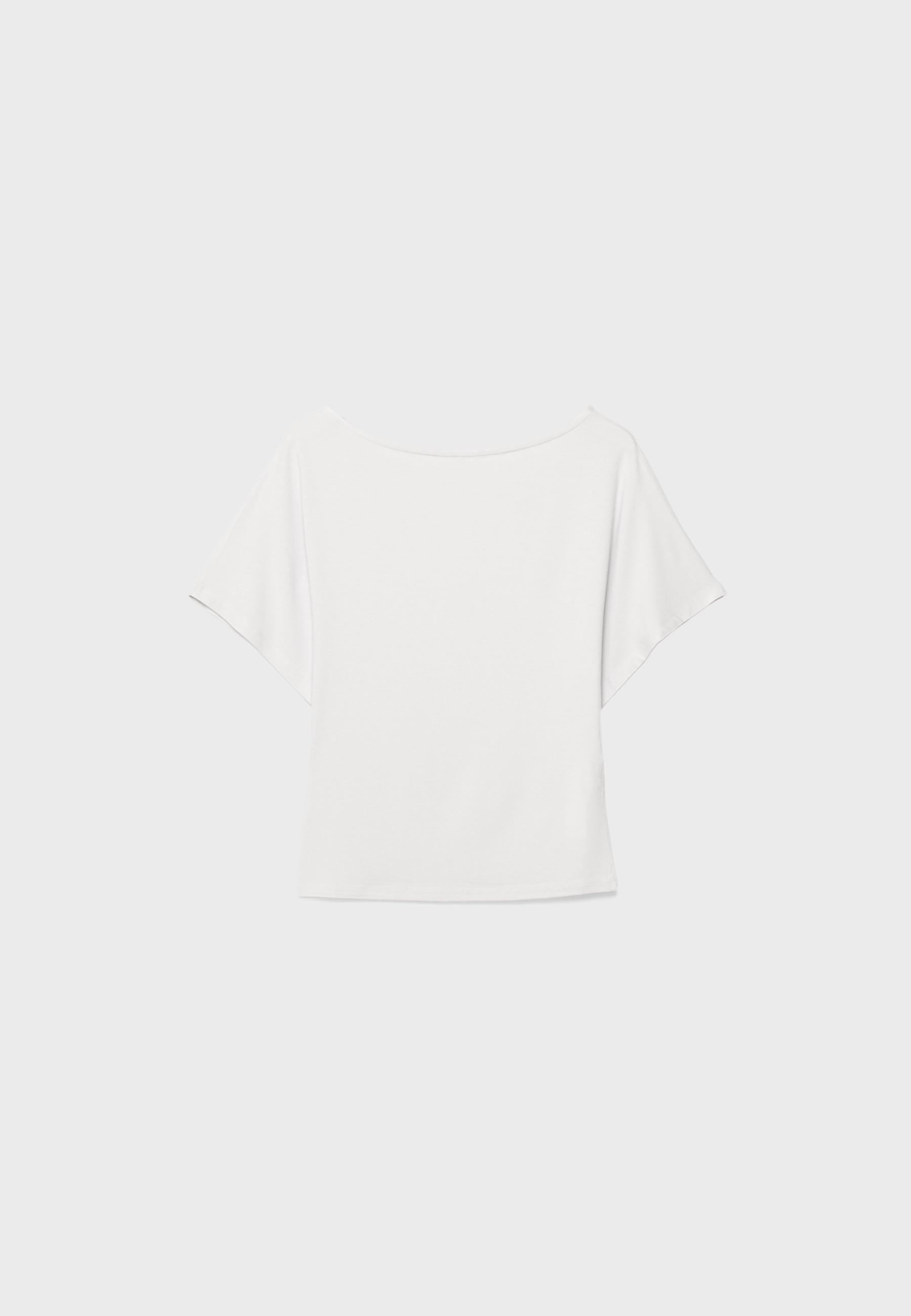 Short sleeve boat neck T-shirt — White