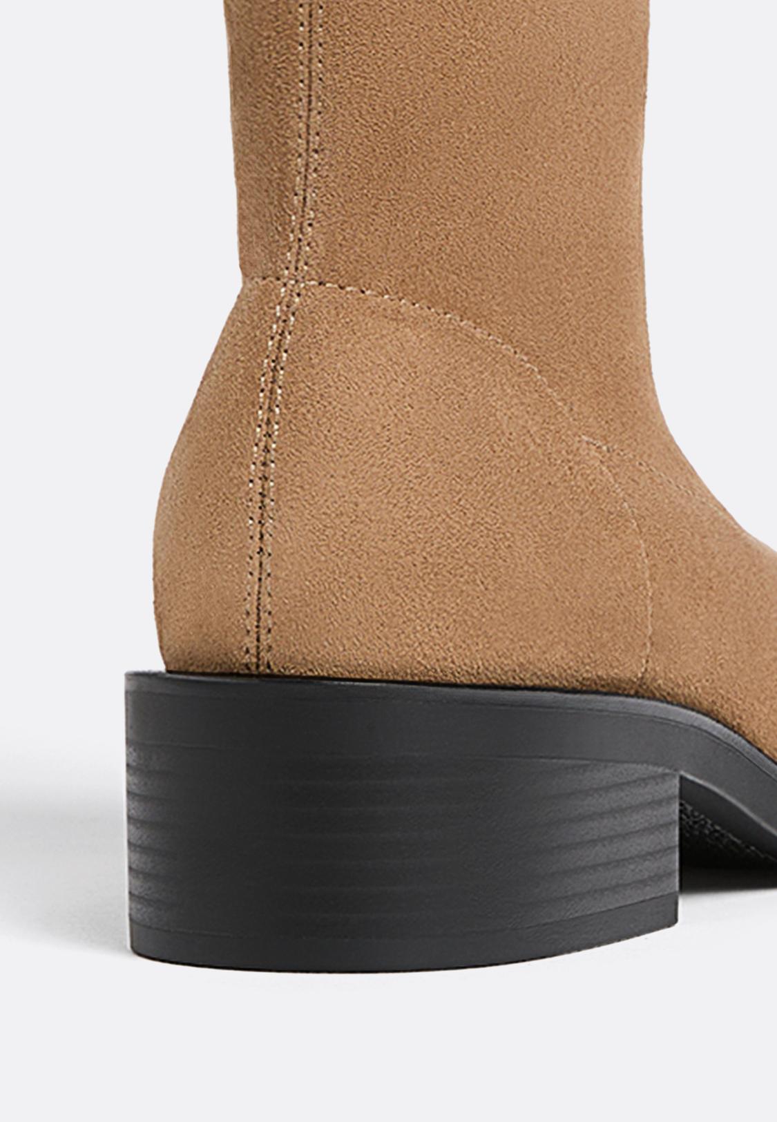 Faux suede flat ankle boots