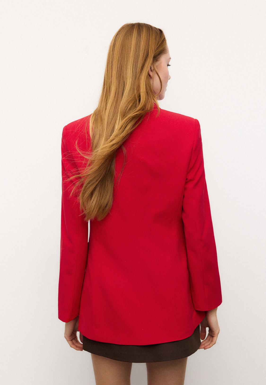 strapless open back dress Red Double-Breasted Blazer Dress  Beyond Formals