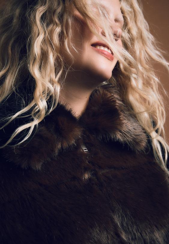 faux fur bomber jacket with zip