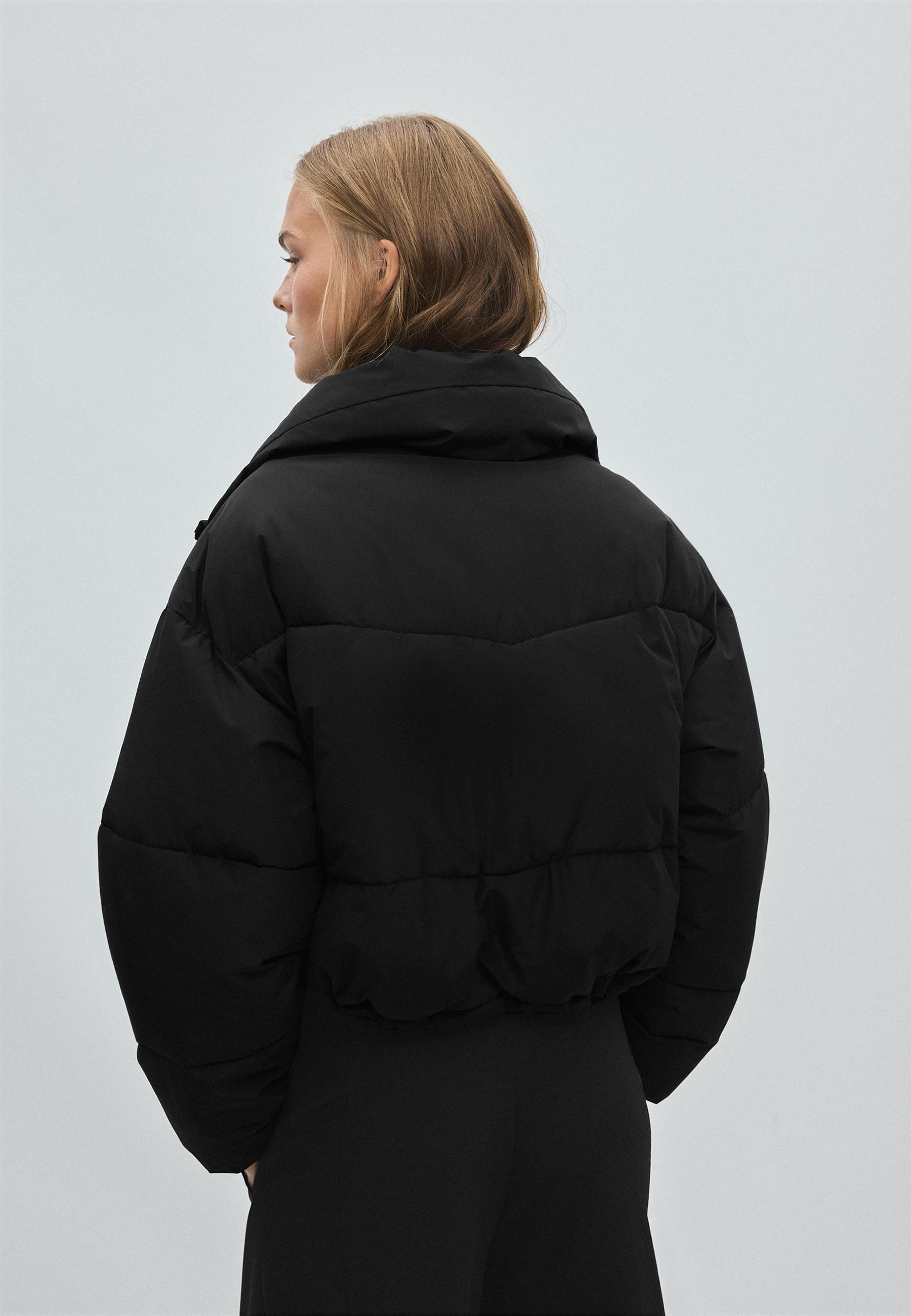 High neck cropped down jacket — Black