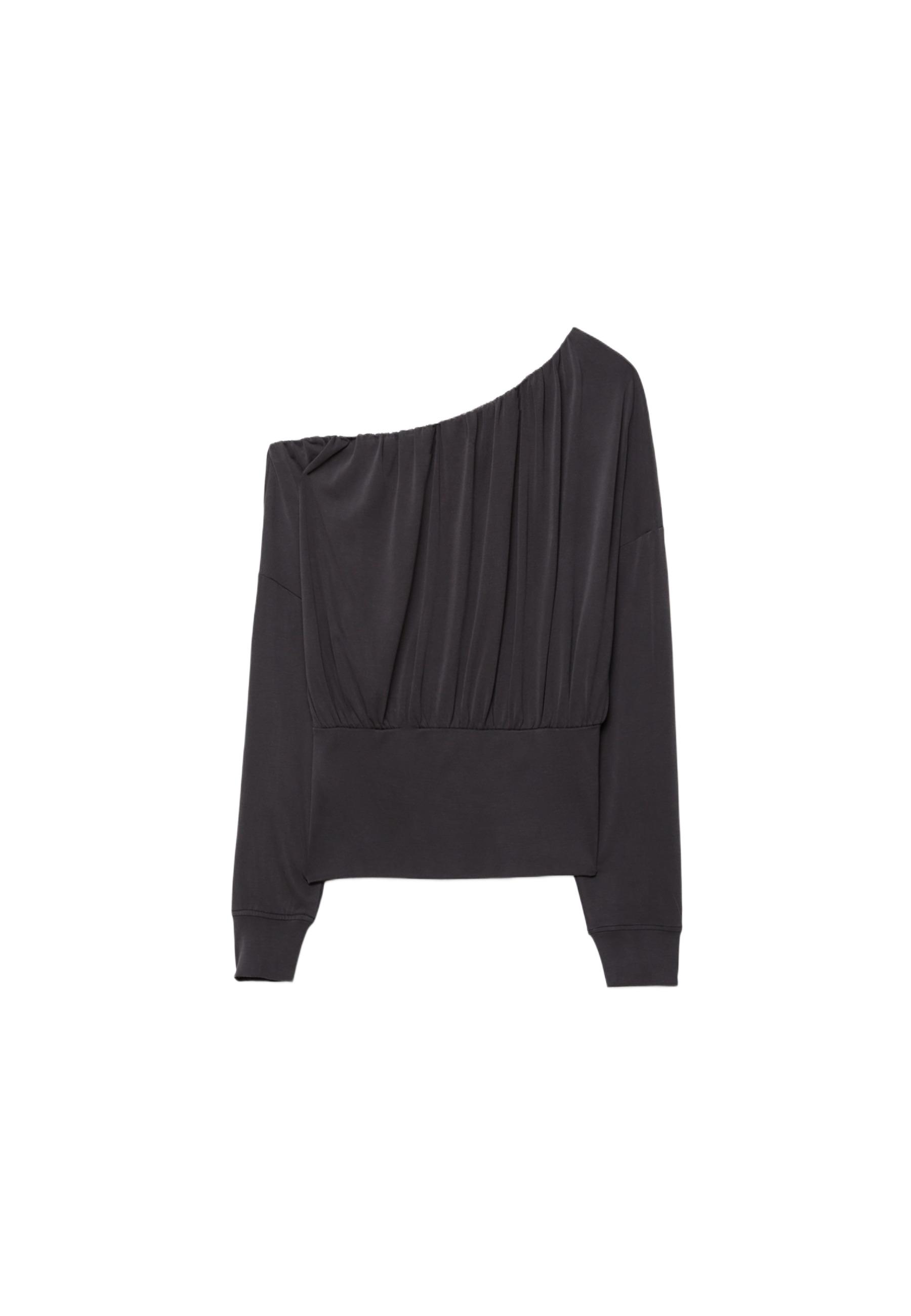 Soft-touch asymmetric T-shirt — Dark grey