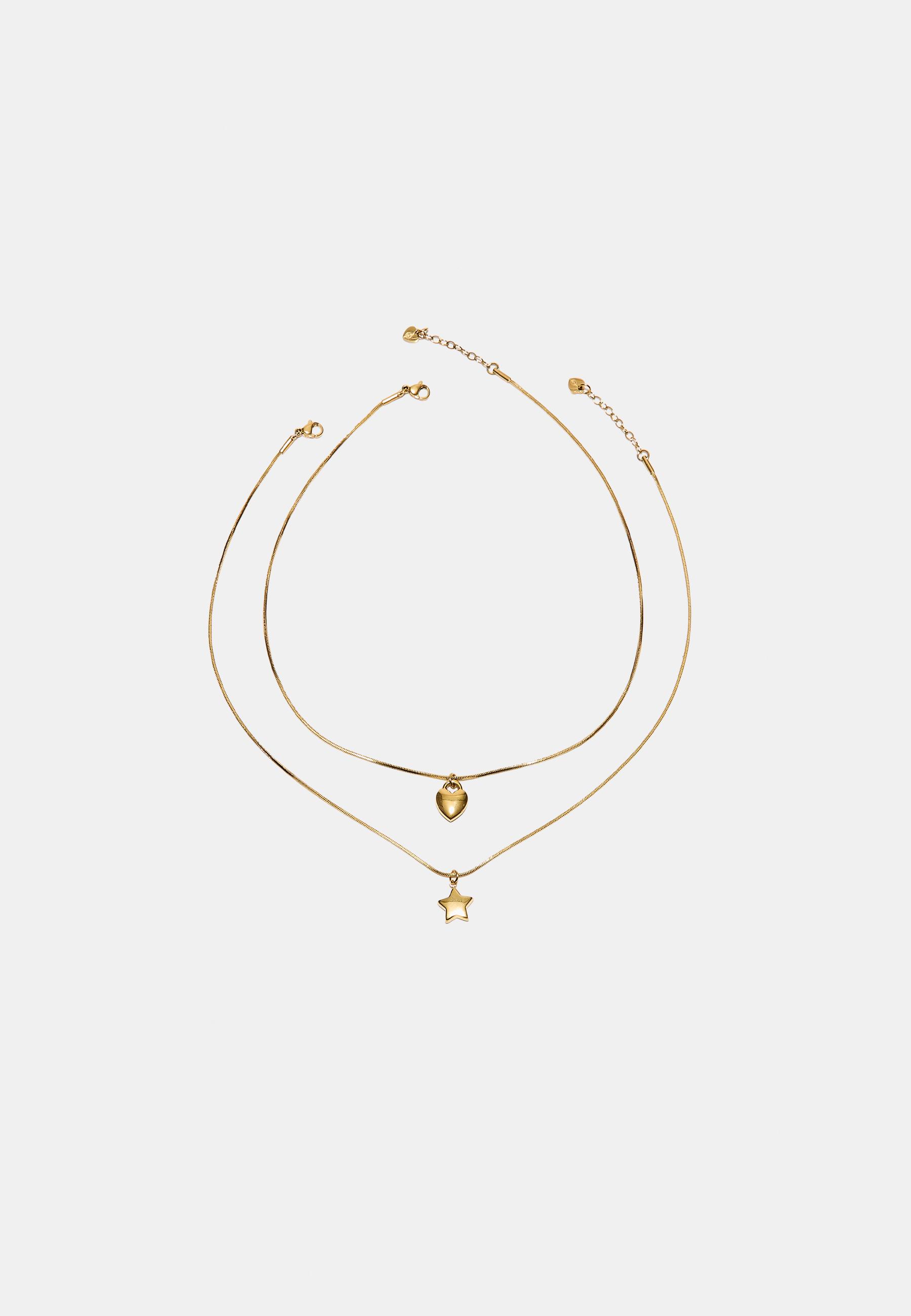 Set of 2 waterproof star & heart necklaces — Yellow
