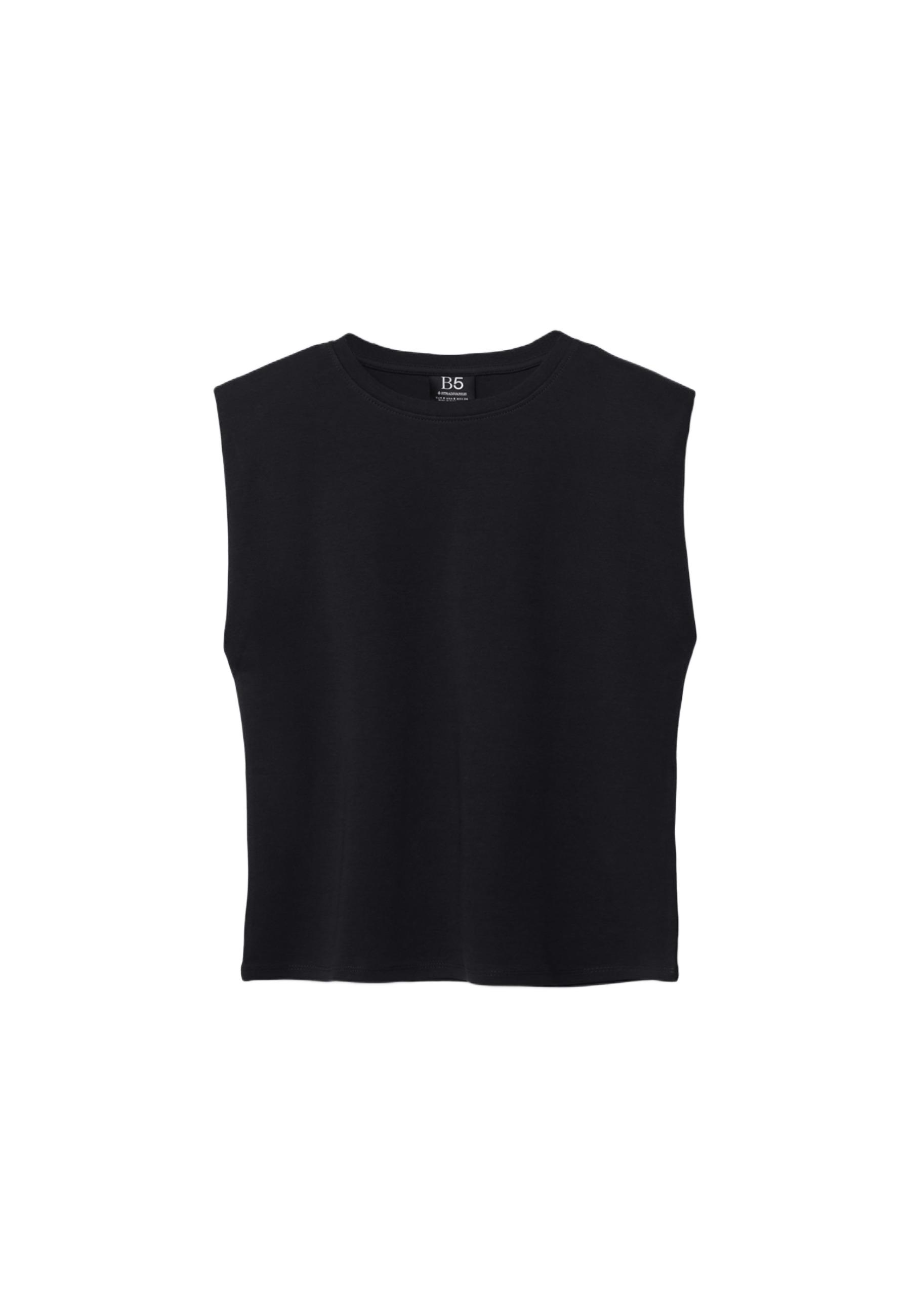 B05 Padded shoulder basic T-shirt — Black