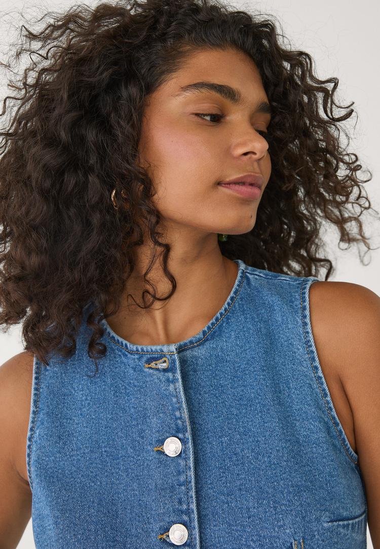 top denim botones