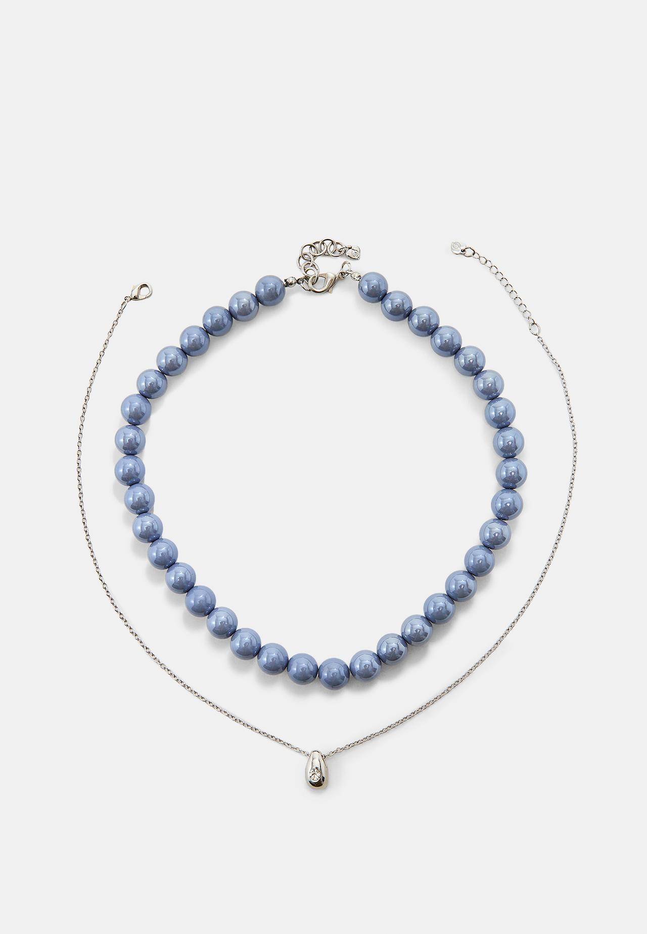 Set of 2 bead necklaces — Grey