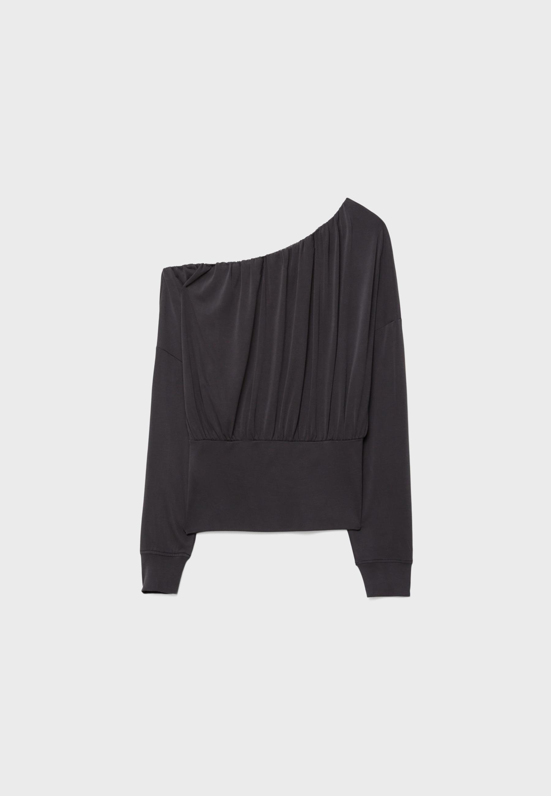 Soft-touch asymmetric T-shirt — Dark grey