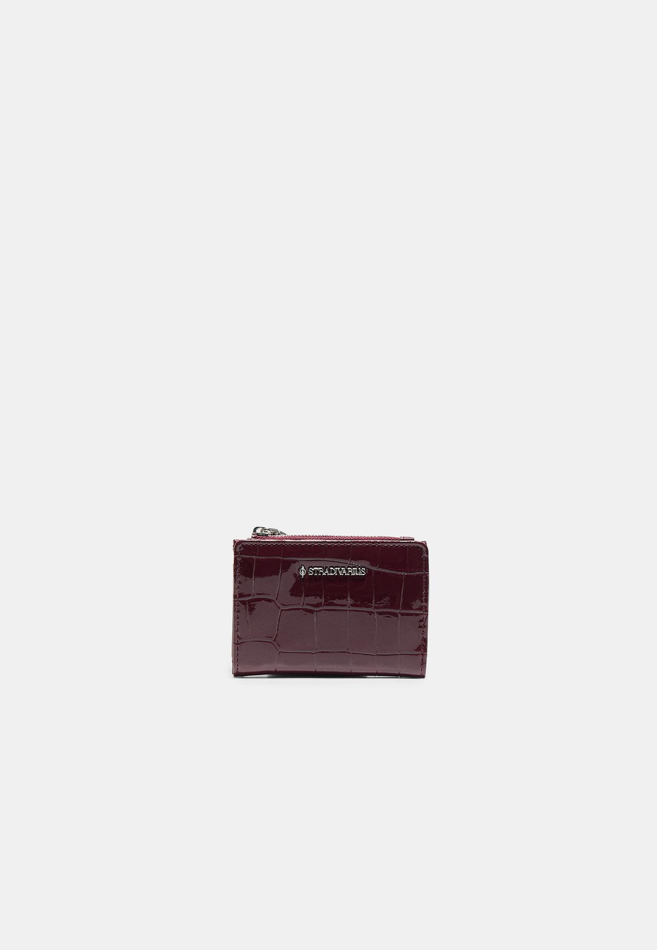 Mock croc card holder purse — Burgundy